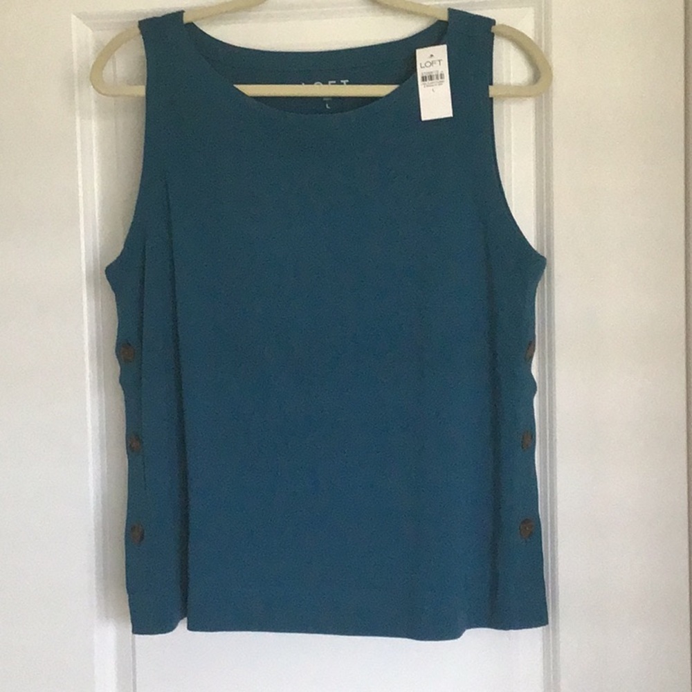 LOFT Blue Sleeveless Boxy Tank Top Size L